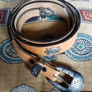 Vintage leather belt with Southwestern accents 38